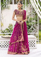 Plum to Magenta Zardozi Raw Silk Lehenga Choli (3-Piece) - Image 3