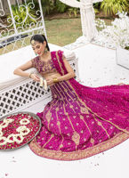 Plum to Magenta Zardozi Raw Silk Lehenga Choli (3-Piece) - Image 6