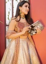 Magenta Handworked Velvet & Ivory Brocade Lehenga Choli (3-Piece) - Image 3