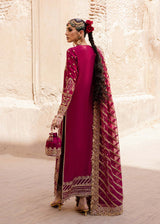 Pakistani Deep Magenta Hand-Embellished Tussel Silk Salwar Kameez (3-Piece) - Image 4