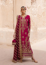 Pakistani Deep Magenta Hand-Embellished Tussel Silk Salwar Kameez (3-Piece) - Image 5