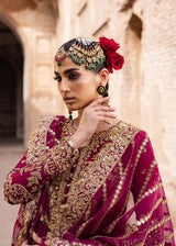 Pakistani Deep Magenta Hand-Embellished Tussel Silk Salwar Kameez (3-Piece) - Image 6