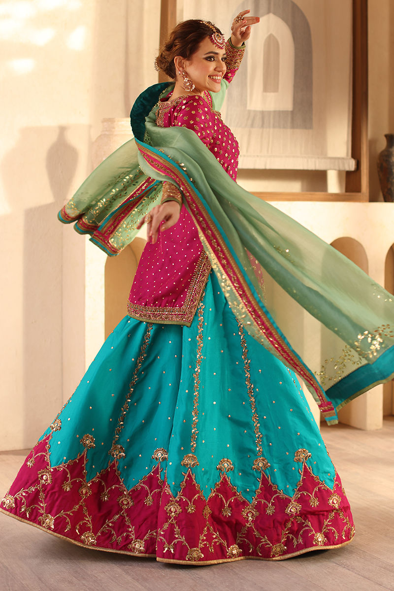 Magenta Embroidered Raw Silk Sharara (3-Piece) - Image 3