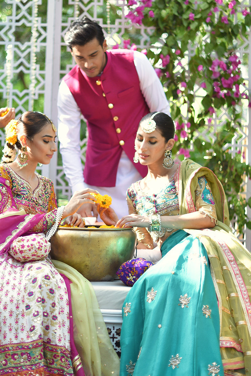 Deep Magenta Katan Cotton Waistcoat (3-Piece) - Image 4