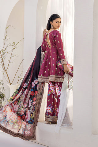 Burgundy Embroidered Silk Angrakha Peplum (3-Piece) - Image 7