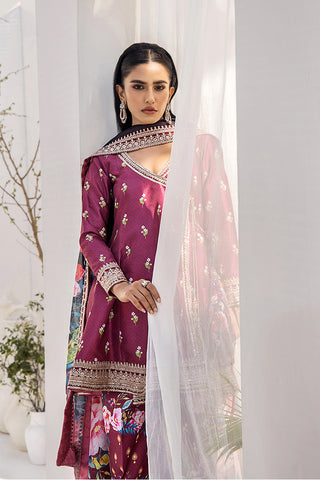 Burgundy Embroidered Silk Angrakha Peplum (3-Piece) - Image 9