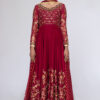 Pakistani Maroon Hand-Embroidered Georgette Anarkali Dress (3-Piece) - Image 5