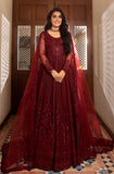 Deep Maroon Sequined Organza Anarkali Dress (2-Piece) - Image 6