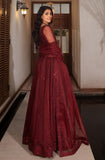 Deep Maroon Sequined Organza Anarkali Dress (2-Piece) - Image 9