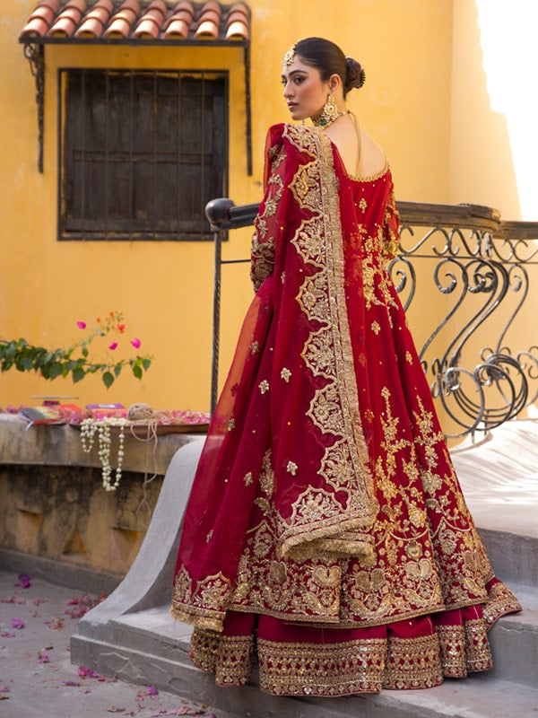 Maroon Zardozi Net Silk Anarkali Dress (2-Piece) - Image 8