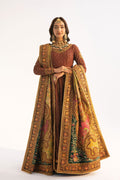 Maroon Embroidered Net Anarkali Dress (3-Piece) - Image 4