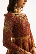 Maroon Embroidered Net Anarkali Dress (3-Piece) - Image 7