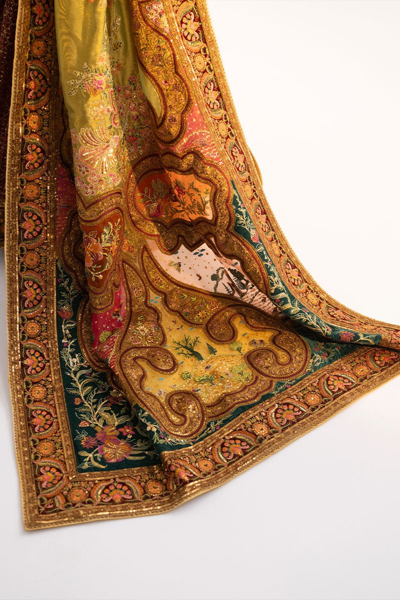 Maroon Embroidered Net Anarkali Dress (3-Piece) - Image 5