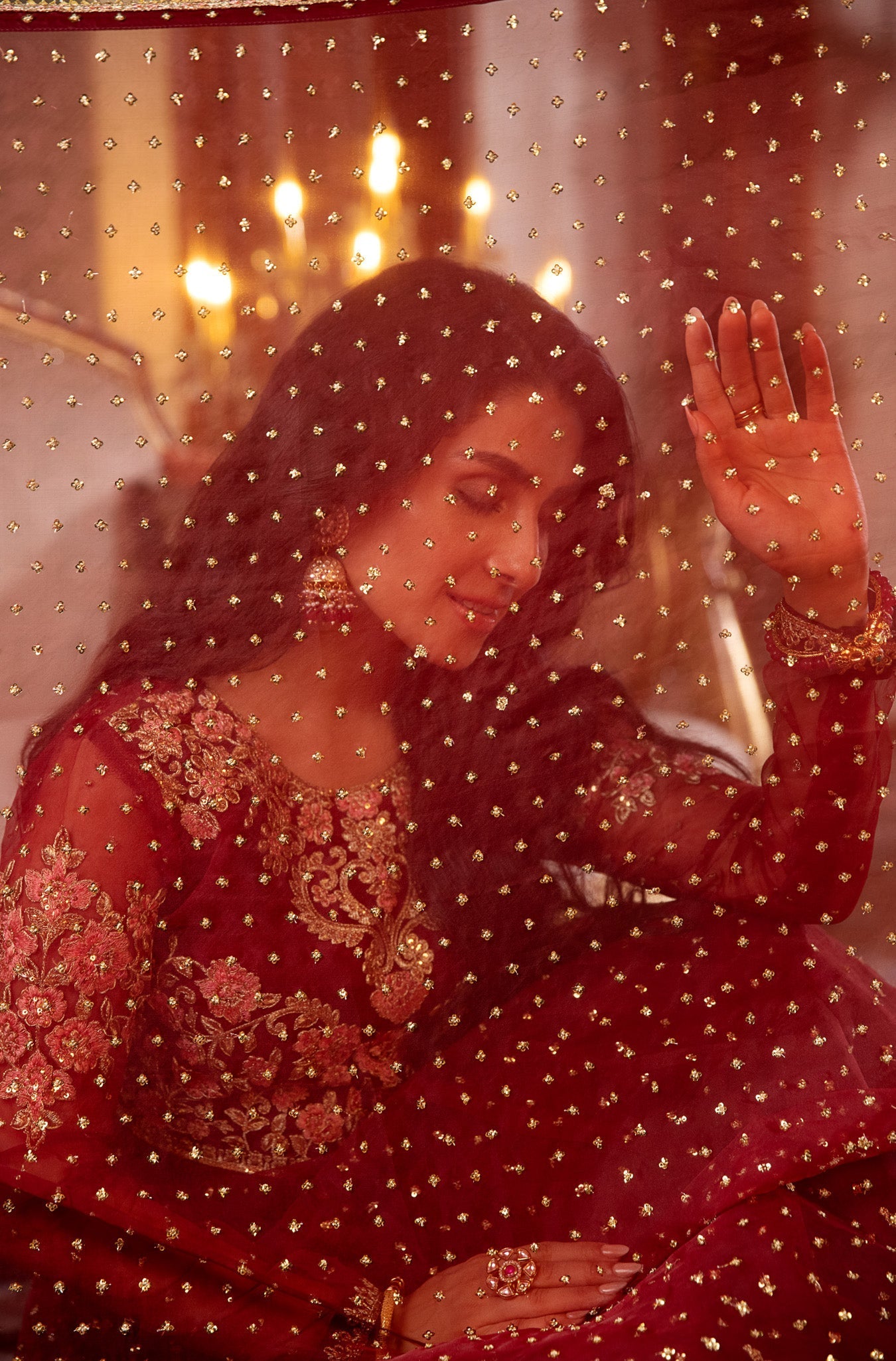 Deep Maroon Embroidered Pure Organza Anarkali (2-Piece) - Image 2