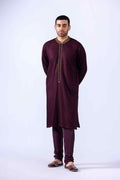 Maroon Zardozi Chiffon Kurta Set (3-Piece) - Image 3