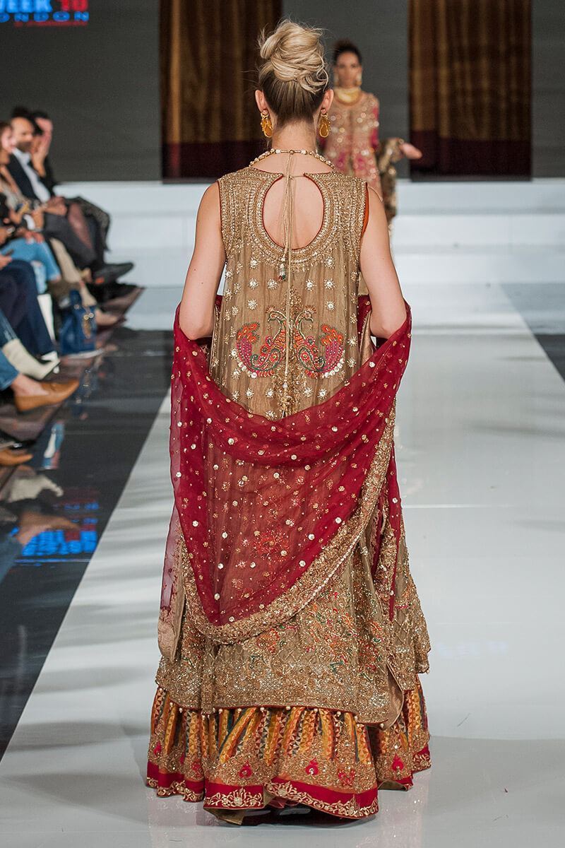 Rust and Gold Kora Dabka Embroidered Gharara (3-Piece) - Image 2