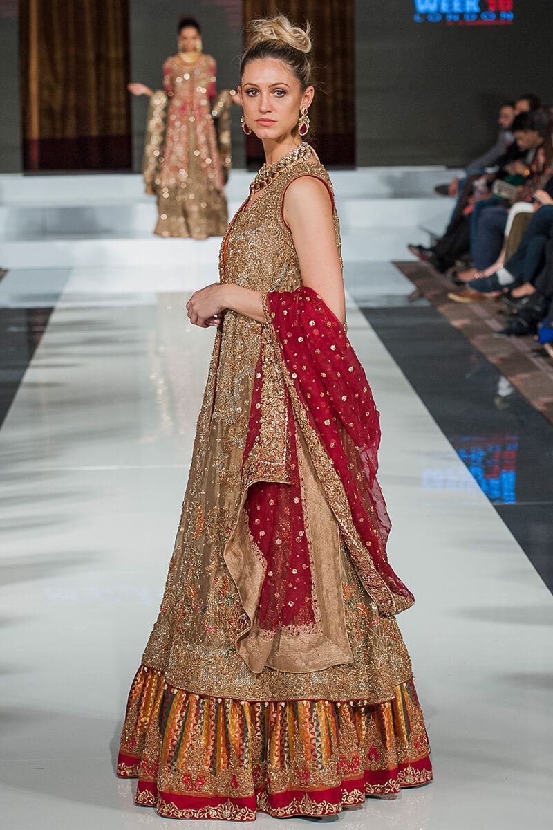 Rust and Gold Kora Dabka Embroidered Gharara (3-Piece) - Image 3