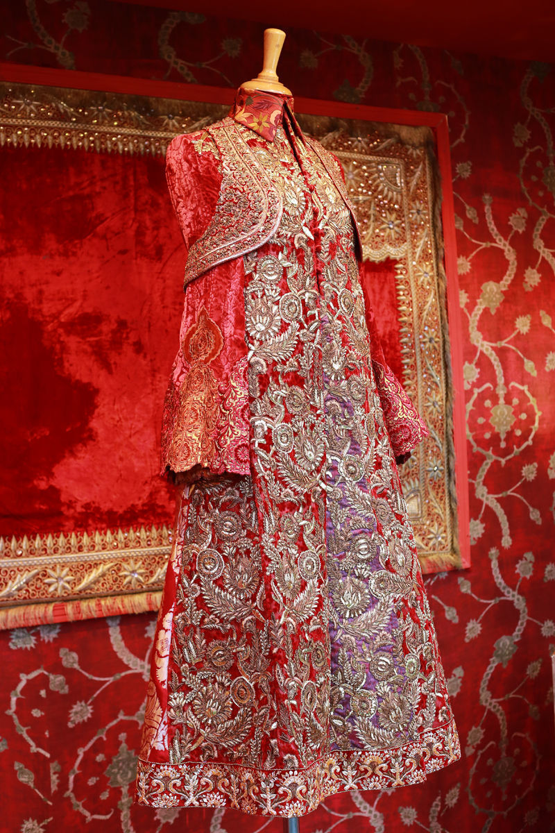 Pakistani Dark Maroon Embroidered Double Palachi Bridal Gharara (2-Piece) - Image 6