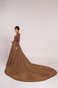 Wine Embroidered Net & Organza Bridal Gown (2-Piece) - Image 17