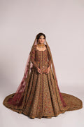 Wine Embroidered Net & Organza Bridal Gown (2-Piece) - Image 7