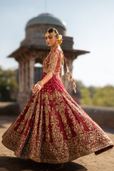 Maroon Zardozi Net Gown (2-Piece) - Image 3