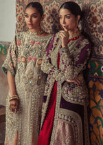 Pakistani Deep Maroon Embroidered Velvet Gown (2-Piece) - Image 5