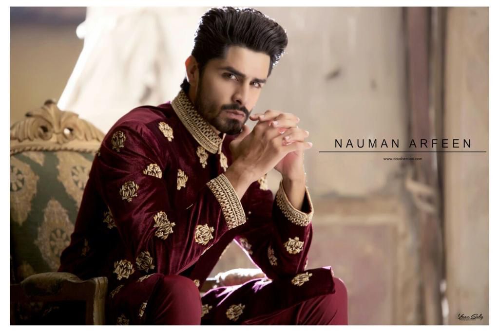 Deep Maroon Gold Embroidered Velvet Sherwani (2-Piece) - Image 3