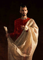 Rust Chunri Velvet Groom Sherwani (3-Piece) - Image 6