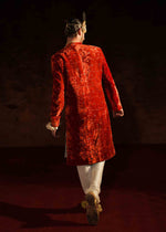 Rust Chunri Velvet Groom Sherwani (3-Piece) - Image 7