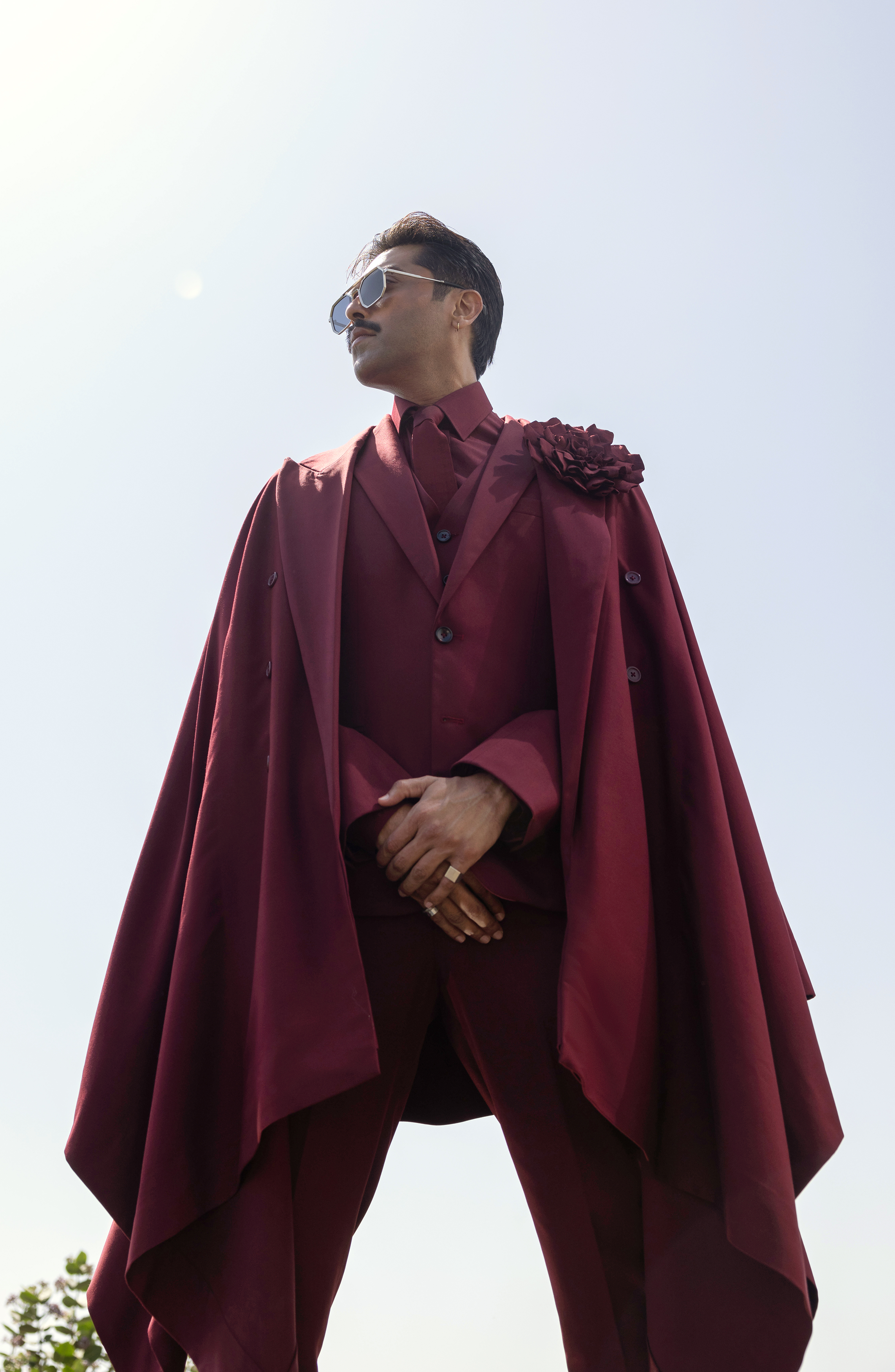 Bordo 3D Floral Premium Suiting Groom Valima Suit (3-Piece) - Image 1