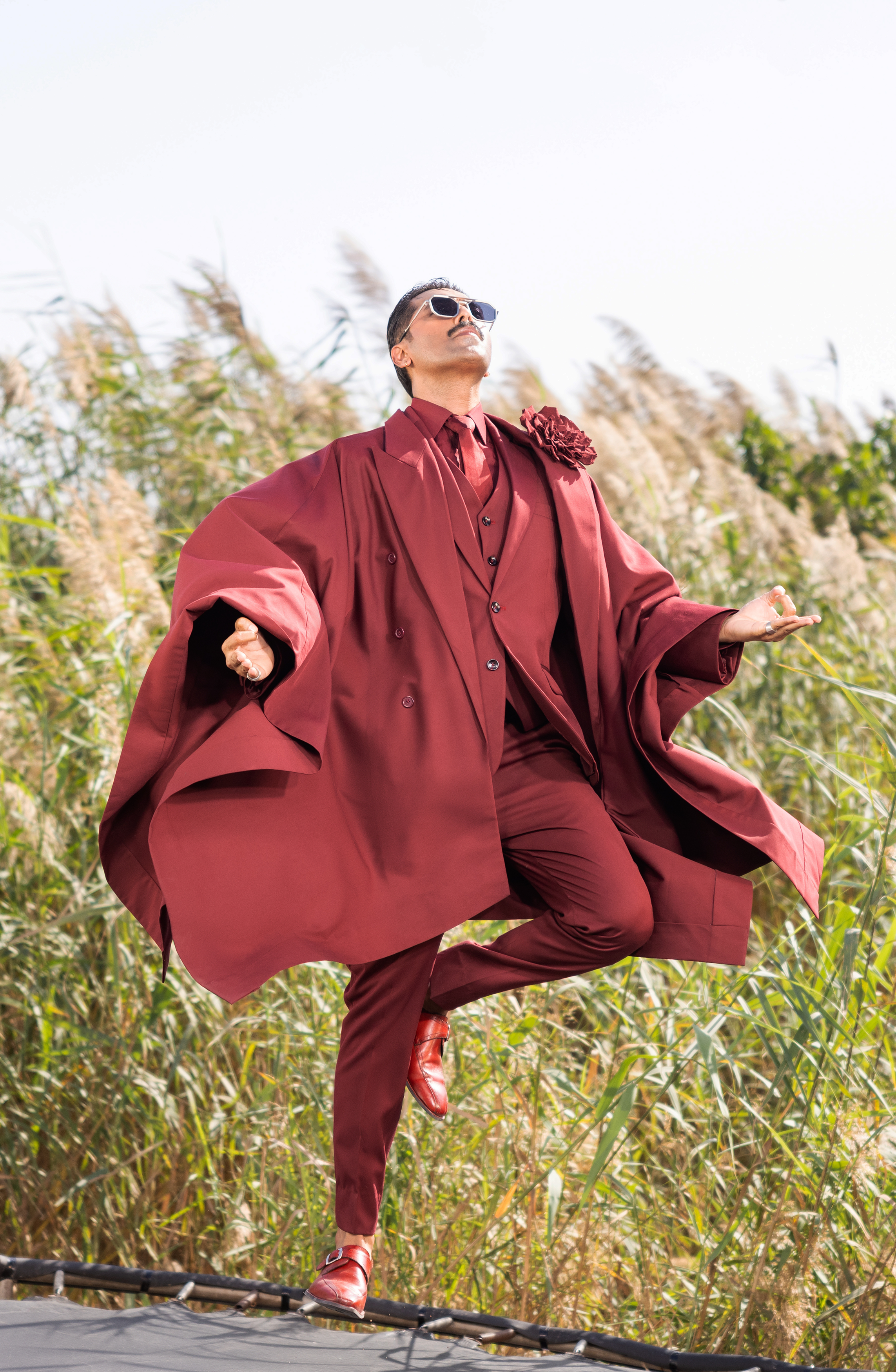 Bordo 3D Floral Premium Suiting Groom Valima Suit (3-Piece) - Image 2