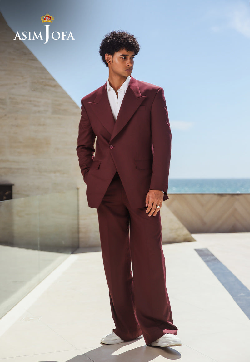 Maroon Suiting Double-Breasted 2-Piece Suit - Image 1