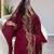 Maroon Zari Embroidered Georgette Moroccan Kaftan (2-Piece) - Image 3