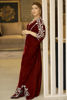 Maroon Embellished Velvet Kaftan (1-Pc) - Image 4