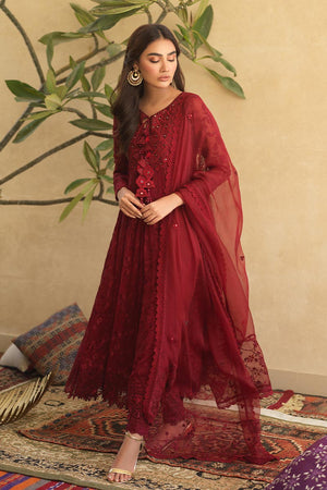 Maroon Mirror Work Chiffon Kalidaar (3-Piece) - Image 4