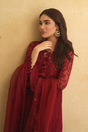 Maroon Mirror Work Chiffon Kalidaar (3-Piece) - Image 6