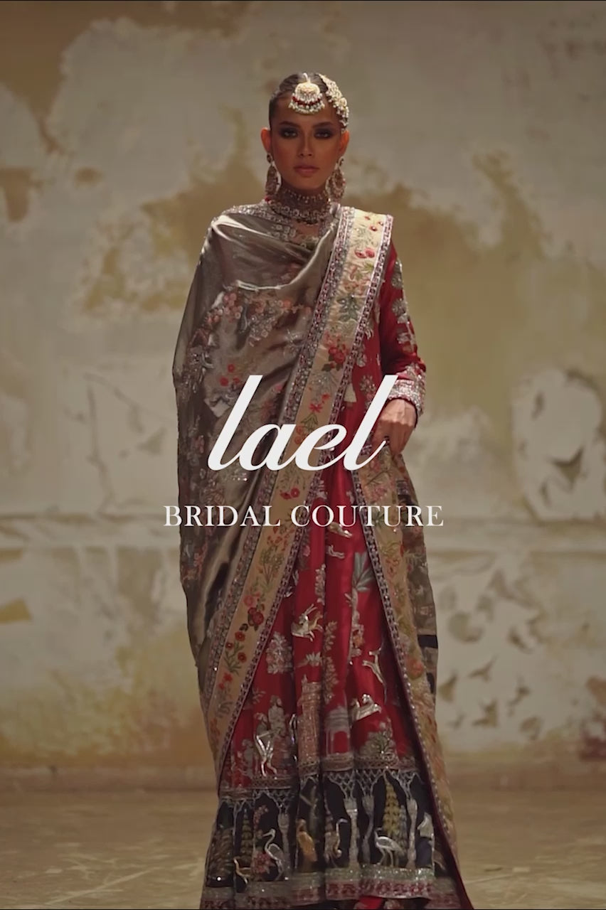 Rust Embroidered Raw Silk Kalidaar Dress (3-Piece) - Image 9