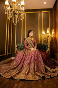 Pakistani Deep Maroon Gotta & Adda Work Banarasi Lehenga (3-Piece) - Image 5