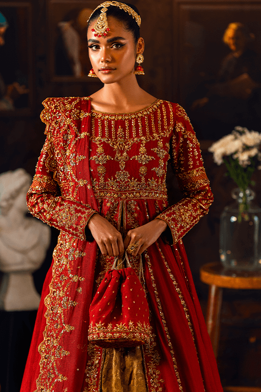 Maroon Zardozi Cotton Net Kalidar Peshwas (3-Piece) - Image 8