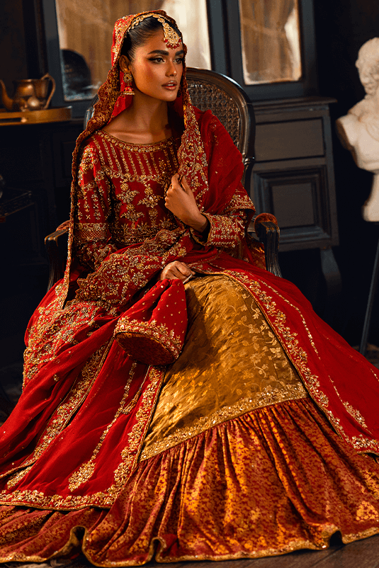 Maroon Zardozi Cotton Net Kalidar Peshwas (3-Piece) - Image 5