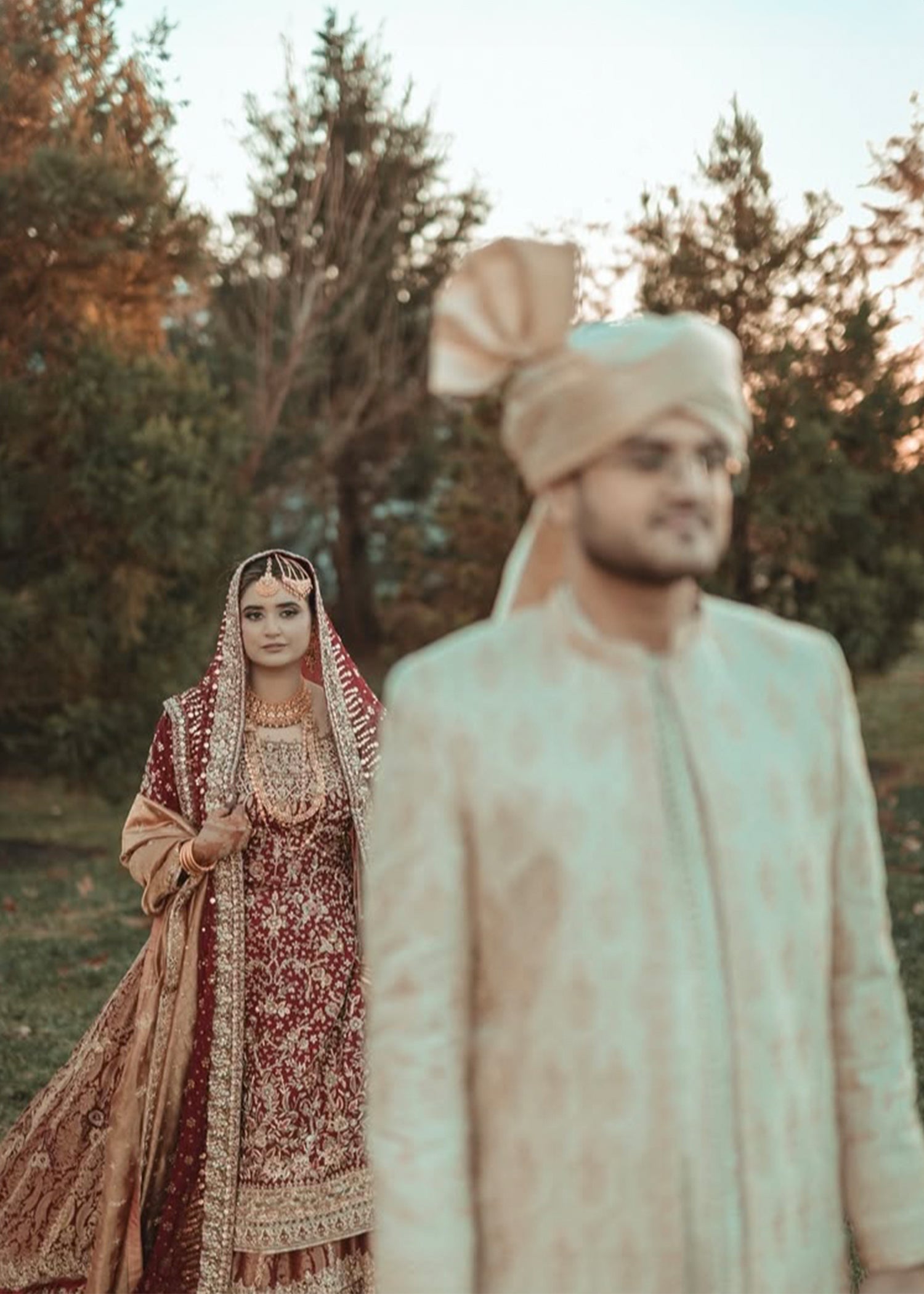 Pakistani Deep Maroon Zardozi Brocade Bridal Lehenga (3-Piece) - Image 1