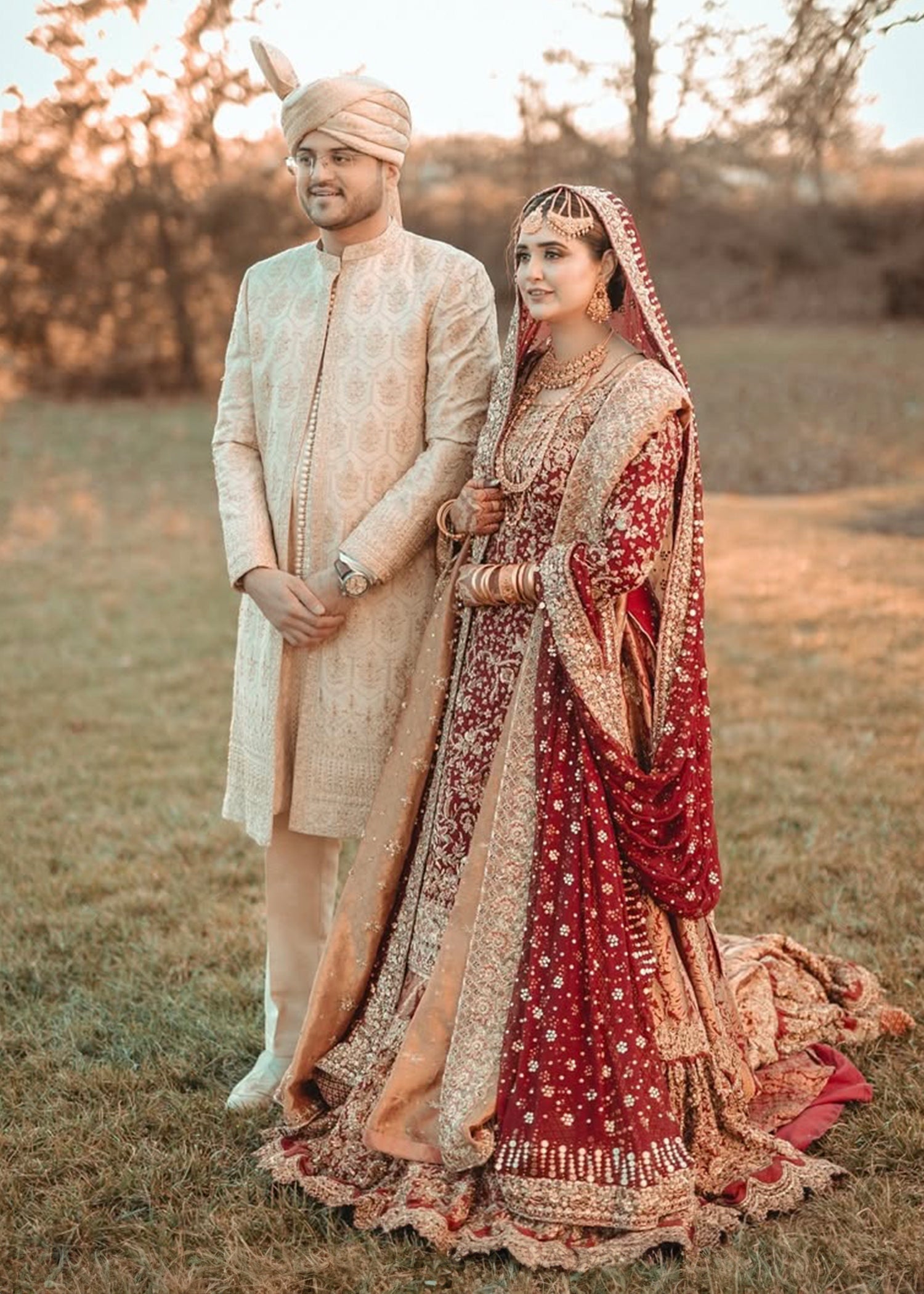 Pakistani Deep Maroon Zardozi Brocade Bridal Lehenga (3-Piece) - Image 2