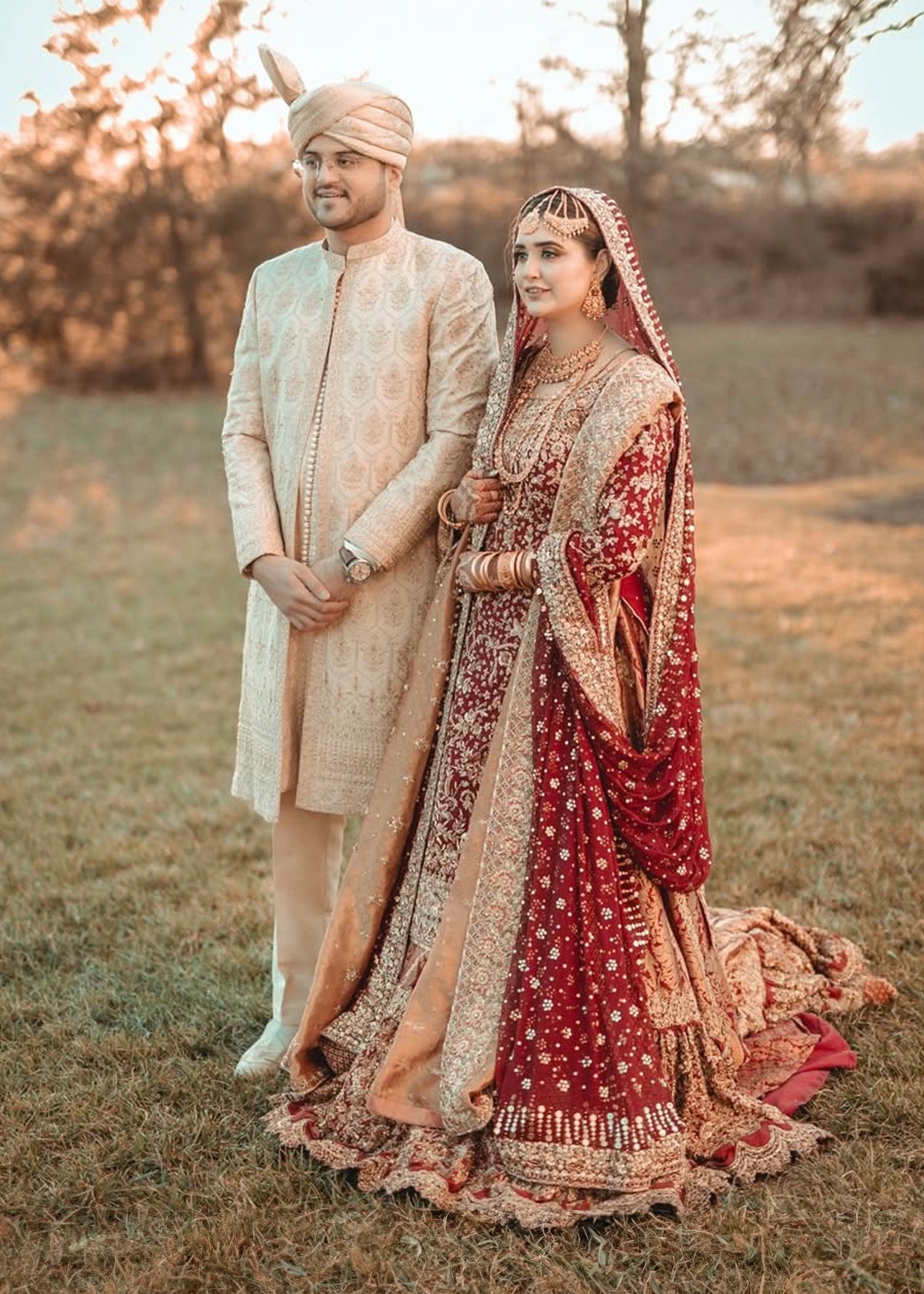 Pakistani Deep Maroon Zardozi Brocade Bridal Lehenga (3-Piece) - Image 3