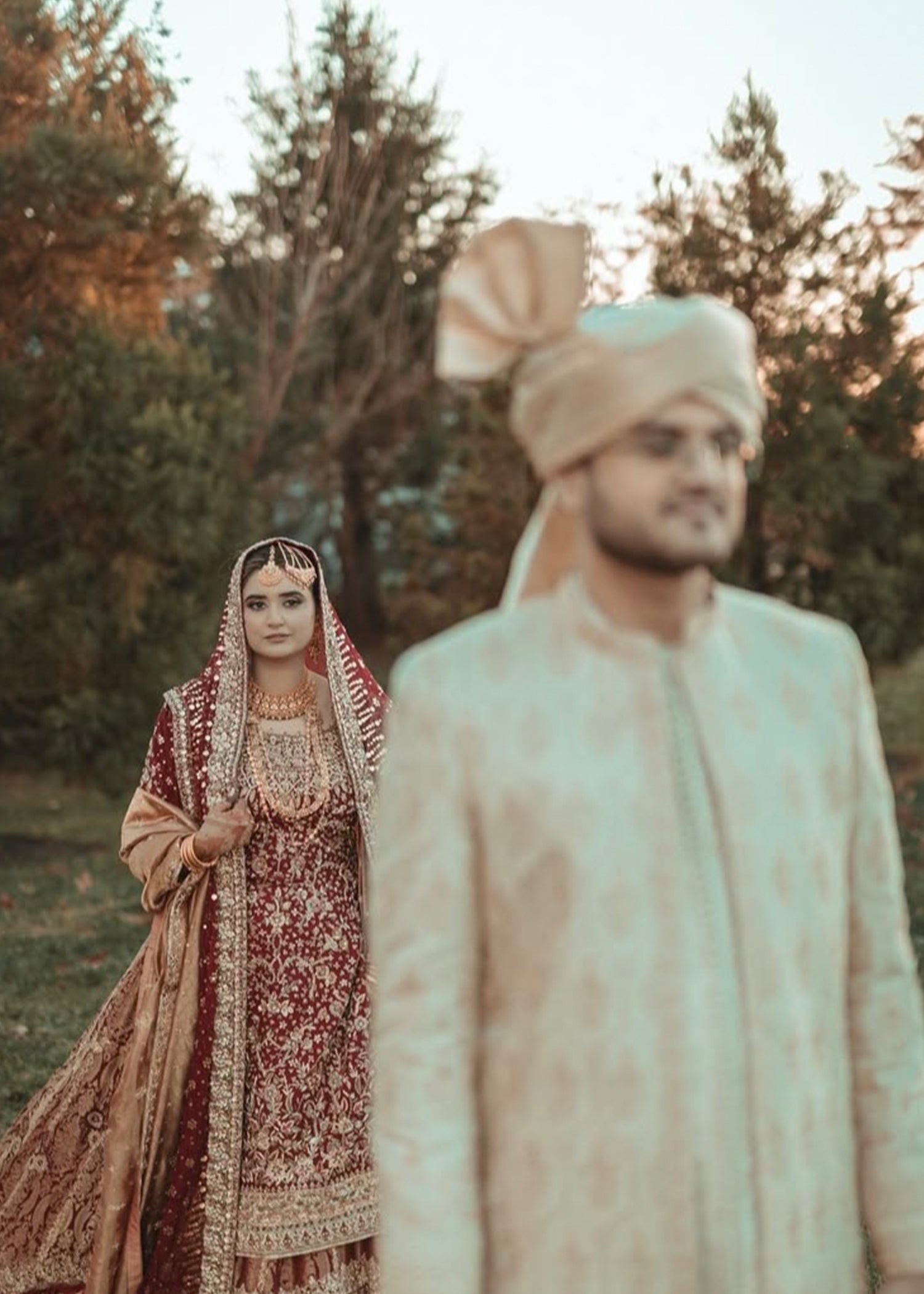 Pakistani Deep Maroon Zardozi Brocade Bridal Lehenga (3-Piece) - Image 6