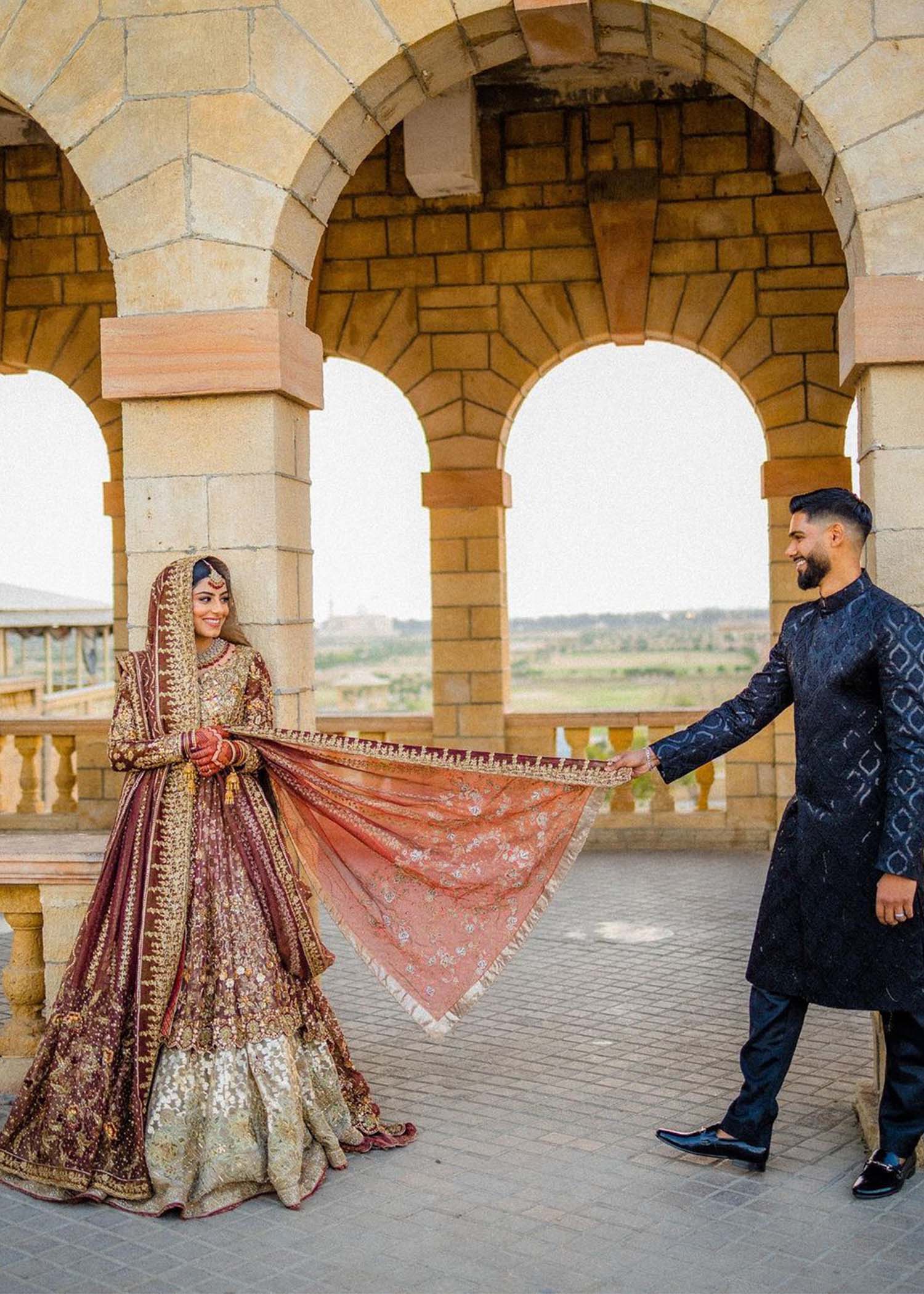 Deep Maroon Zardozi Brocade Bridal Lehenga (3-Piece) - Image 4