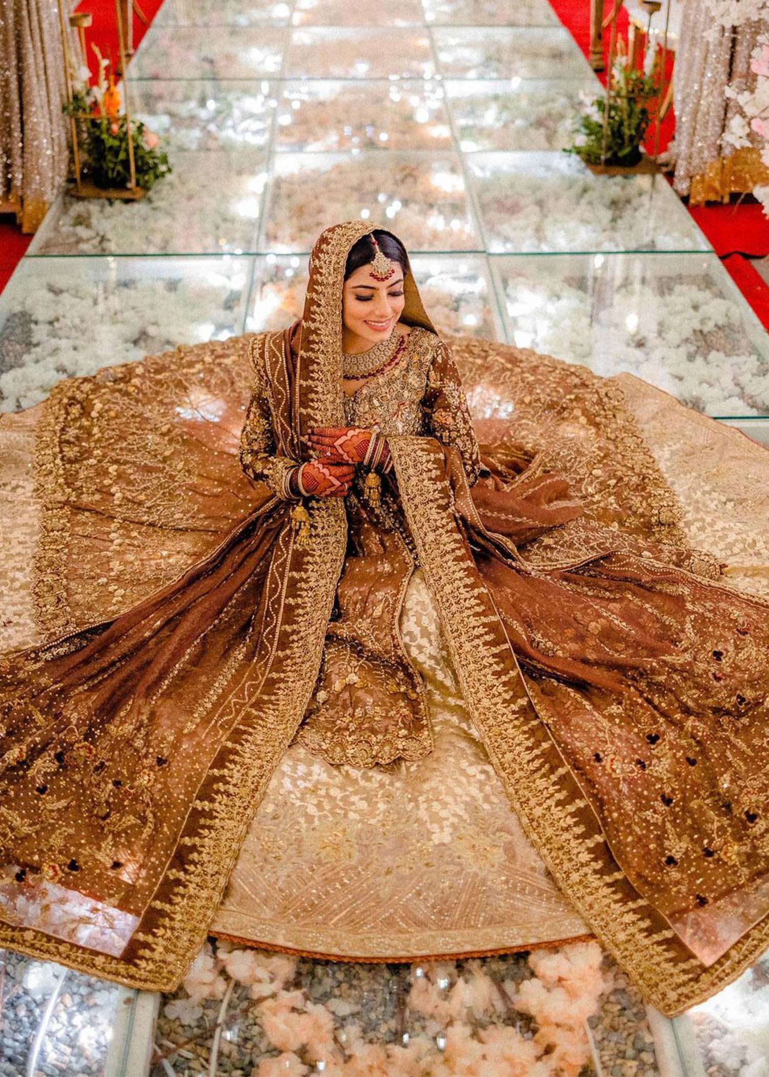 Deep Maroon Zardozi Brocade Bridal Lehenga (3-Piece) - Image 9