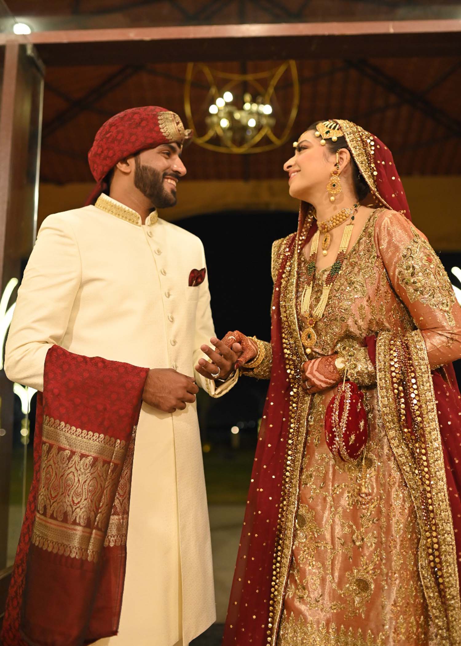 Deep Maroon Gold Embellished Tissue Brocade Bridal Lehenga (3-Piece) - Image 10