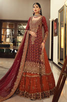 Deep Maroon Zardozi Chiffon Lehenga Set (3-Piece) - Image 2