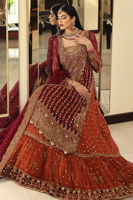 Deep Maroon Zardozi Chiffon Lehenga Set (3-Piece) - Image 3