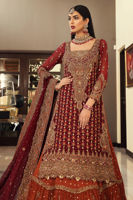Deep Maroon Zardozi Chiffon Lehenga Set (3-Piece) - Image 4